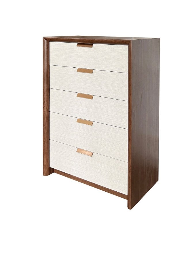 DANUBE HOME Terakkai Chest of 5 Drawers - Stylish Walnut/Beige/Bronze Engineered Wood Storage Solution for Bedroom - Melamine Finish, 2-Year Warranty - Image 3