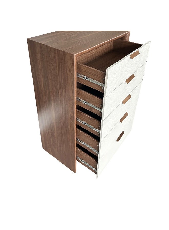 DANUBE HOME Terakkai Chest of 5 Drawers - Stylish Walnut/Beige/Bronze Engineered Wood Storage Solution for Bedroom - Melamine Finish, 2-Year Warranty - Image 5