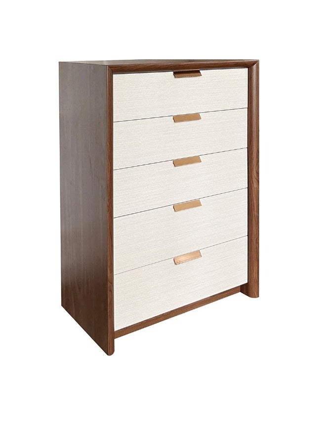 DANUBE HOME Terakkai Chest of 5 Drawers - Stylish Walnut/Beige/Bronze Engineered Wood Storage Solution for Bedroom - Melamine Finish, 2-Year Warranty - Image 2