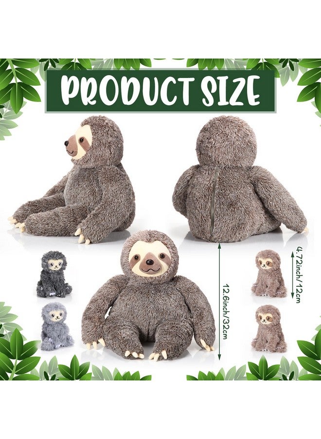 Kasyat 5 Pcs Sloth Stuffed Animal 13 Inch Mommy Sloth Stuffed Animal with Baby Sloth Plush in Zippered Belly Sloth Toys for Kids Birthday - Image 2
