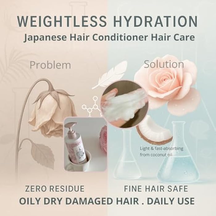 DEMIKI Japanese Conditioner Hair Care, Keratin Hair Treatment Hair Conditioner for Women, Frizz Ease, Color Safe, Deep Conditioner for Dry Damaged Hair, Sulfate-Free Anti-Dandruff 450ml 16oz - Image 5