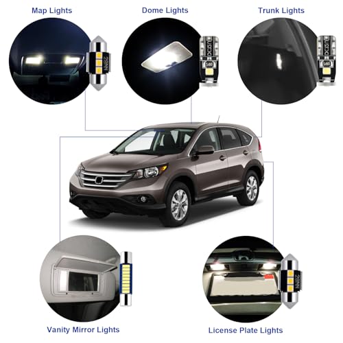 EASY EAGLE LED Interior Car Lights for Honda-CRV-2007-2012: 10 Piece Kit White LED Light Bulbs - Super Bright 6000K + Install Tool - Image 3