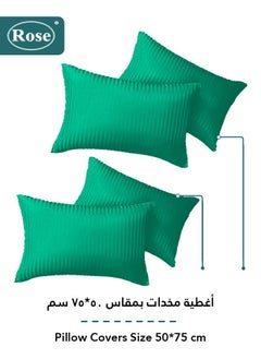 Rose ROSE Luxurious Striped Hotel Comforter, Premium Microfiber, Set of 6 pieces, Soft Lightweight, King size 260x240 cm, Teal  - Image 4