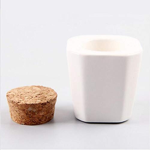 vipolish 1 Pcs Porcelain Dappen Dish with Soft Wooden Cap Nail Art Acrylic Liquid Powder Dappen Dish Nail Art Tools Porcelain Cup Porcelain Dappen Cup Cube Container Bottle Holder Nail Beauty Accessory (White) - Image 2