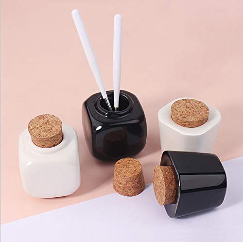 vipolish 1 Pcs Porcelain Dappen Dish with Soft Wooden Cap Nail Art Acrylic Liquid Powder Dappen Dish Nail Art Tools Porcelain Cup Porcelain Dappen Cup Cube Container Bottle Holder Nail Beauty Accessory (White) - Image 4