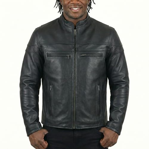 Vance Leather's Men's Premium Leather Motorcycle Racer Jacket with Vents Reflective Piping and CCW Pockets (L) - Image 2