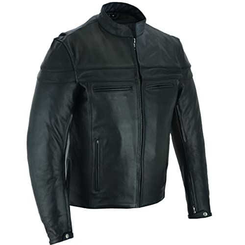 Vance Leather's Men's Premium Leather Motorcycle Racer Jacket with Vents Reflective Piping and CCW Pockets (L) - Image 5