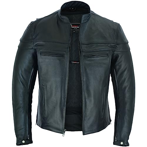 Vance Leather's Men's Premium Leather Motorcycle Racer Jacket with Vents Reflective Piping and CCW Pockets (L) - Image 1