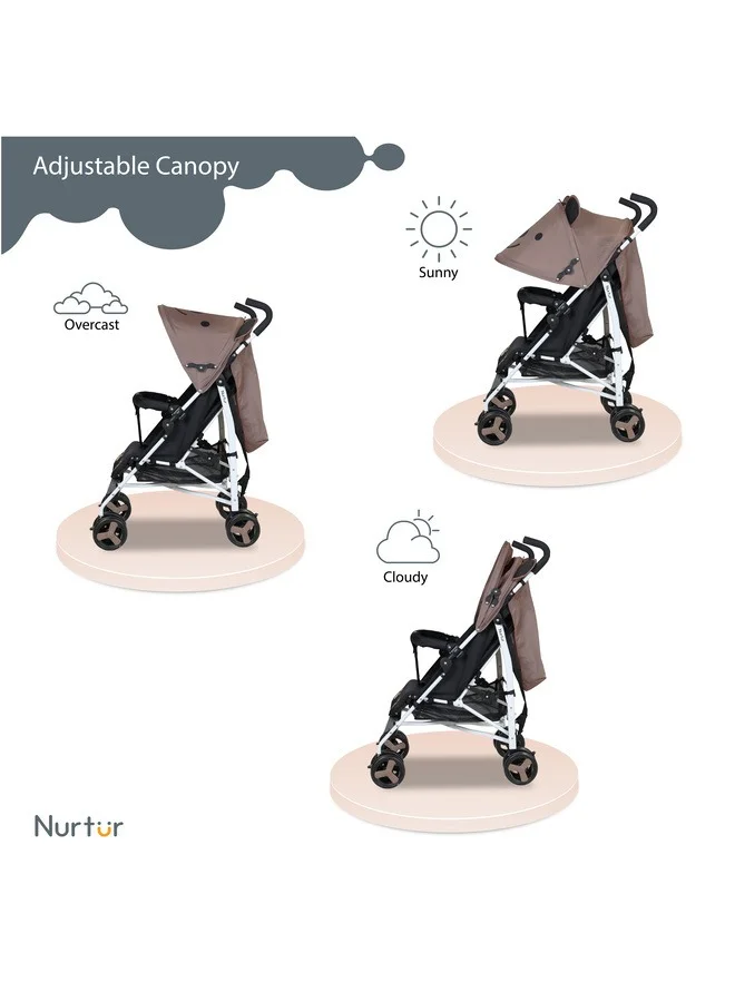 Nurtur Luca Bear Baby Lightweight Stroller With Storage Basket, Detachable Bumper, 5 Point Safety Harness, 0 To 36 Months