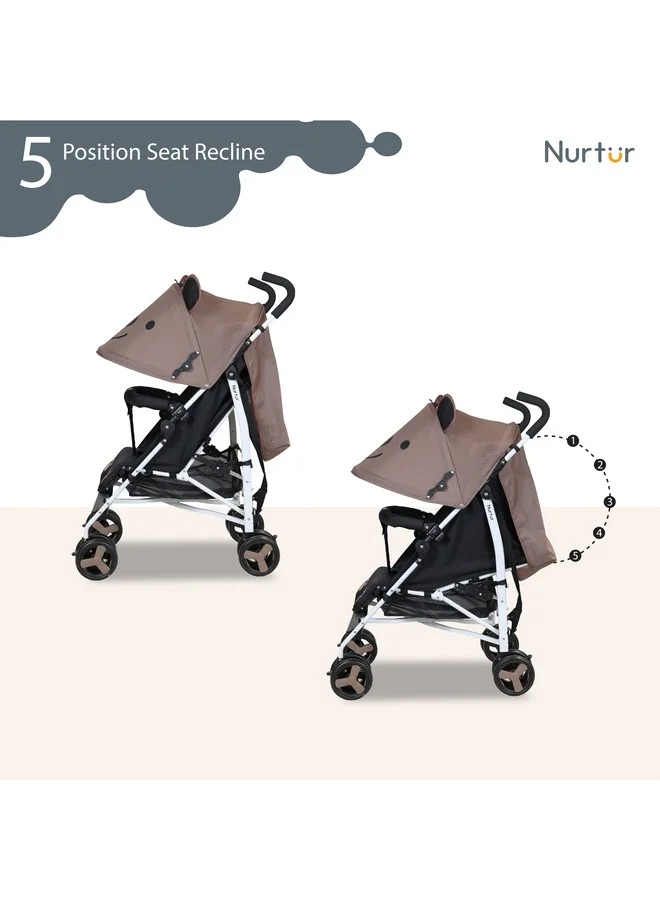 Nurtur Luca Bear Baby Lightweight Stroller With Storage Basket, Detachable Bumper, 5 Point Safety Harness, 0 To 36 Months