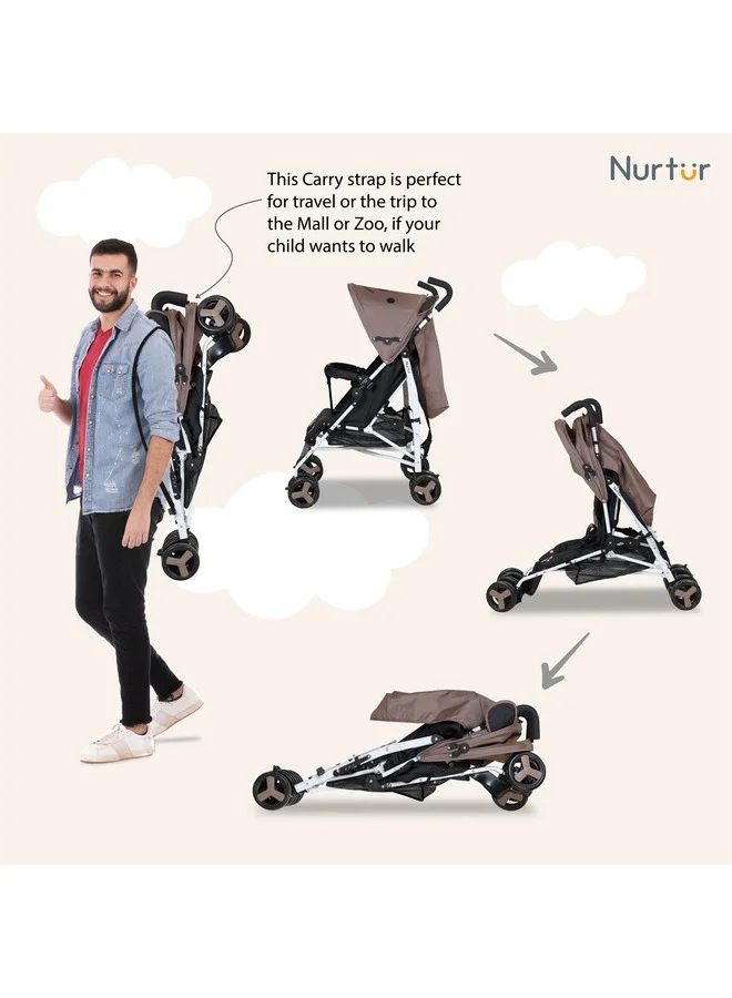 Nurtur Luca Bear Baby Lightweight Stroller With Storage Basket, Detachable Bumper, 5 Point Safety Harness, 0 To 36 Months