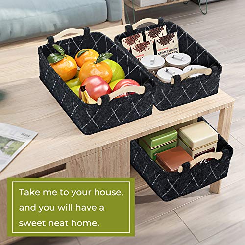 KWLET Gray Storage Baskets Bin Empty Basket Foldable Fabric Storage Cubes for Desks Drawers Shelves Pantry Cabinet Bathroom Office Sturdy Home Decor - Image 4
