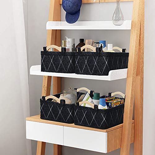 KWLET Gray Storage Baskets Bin Empty Basket Foldable Fabric Storage Cubes for Desks Drawers Shelves Pantry Cabinet Bathroom Office Sturdy Home Decor - Image 2