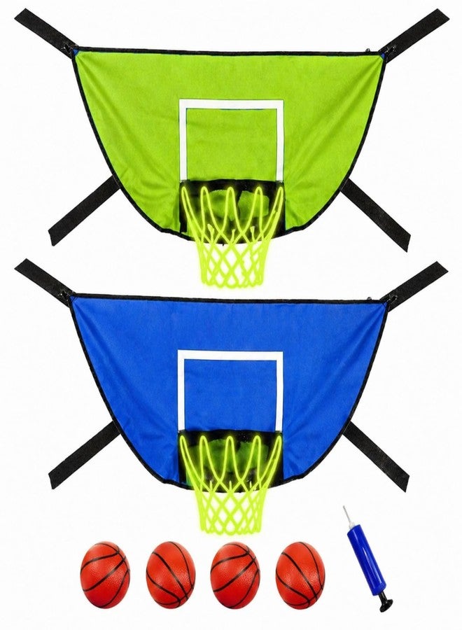 Thenshop 2 Pack Trampoline Basketball Hoop Set Glow in Dark Basketball Net for Adults with 4 Mini Balls and 1 Pump Basketballs Hoop Goal for Outdoor Trampoline Accessories Attachments - Image 1