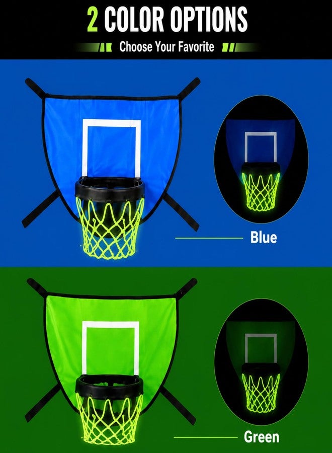 Thenshop 2 Pack Trampoline Basketball Hoop Set Glow in Dark Basketball Net for Adults with 4 Mini Balls and 1 Pump Basketballs Hoop Goal for Outdoor Trampoline Accessories Attachments - Image 5