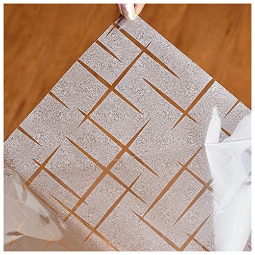 RAUSHIK 3D Window Films Privacy Vinyl Frosted Film Self Adhesive Decorative Film for Office Glass Partition/Glass Door/Bathroom Door/Window Heat Control Anti UV (Frosted Vertical Horizontal Lines, 24*96 inch) - Image 2