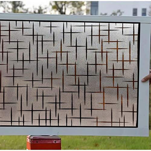 RAUSHIK 3D Window Films Privacy Vinyl Frosted Film Self Adhesive Decorative Film for Office Glass Partition/Glass Door/Bathroom Door/Window Heat Control Anti UV (Frosted Vertical Horizontal Lines, 24*96 inch) - Image 5