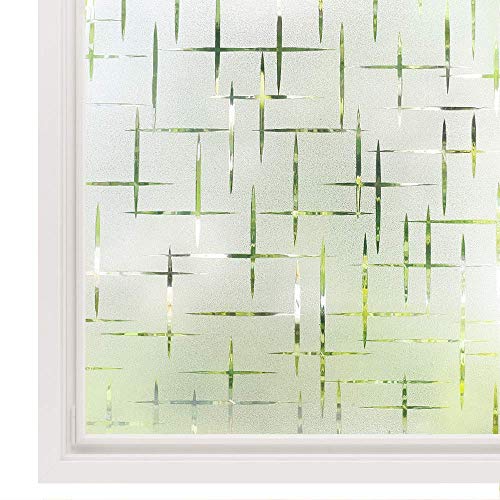 RAUSHIK 3D Window Films Privacy Vinyl Frosted Film Self Adhesive Decorative Film for Office Glass Partition/Glass Door/Bathroom Door/Window Heat Control Anti UV (Frosted Vertical Horizontal Lines, 24*96 inch) - Image 4
