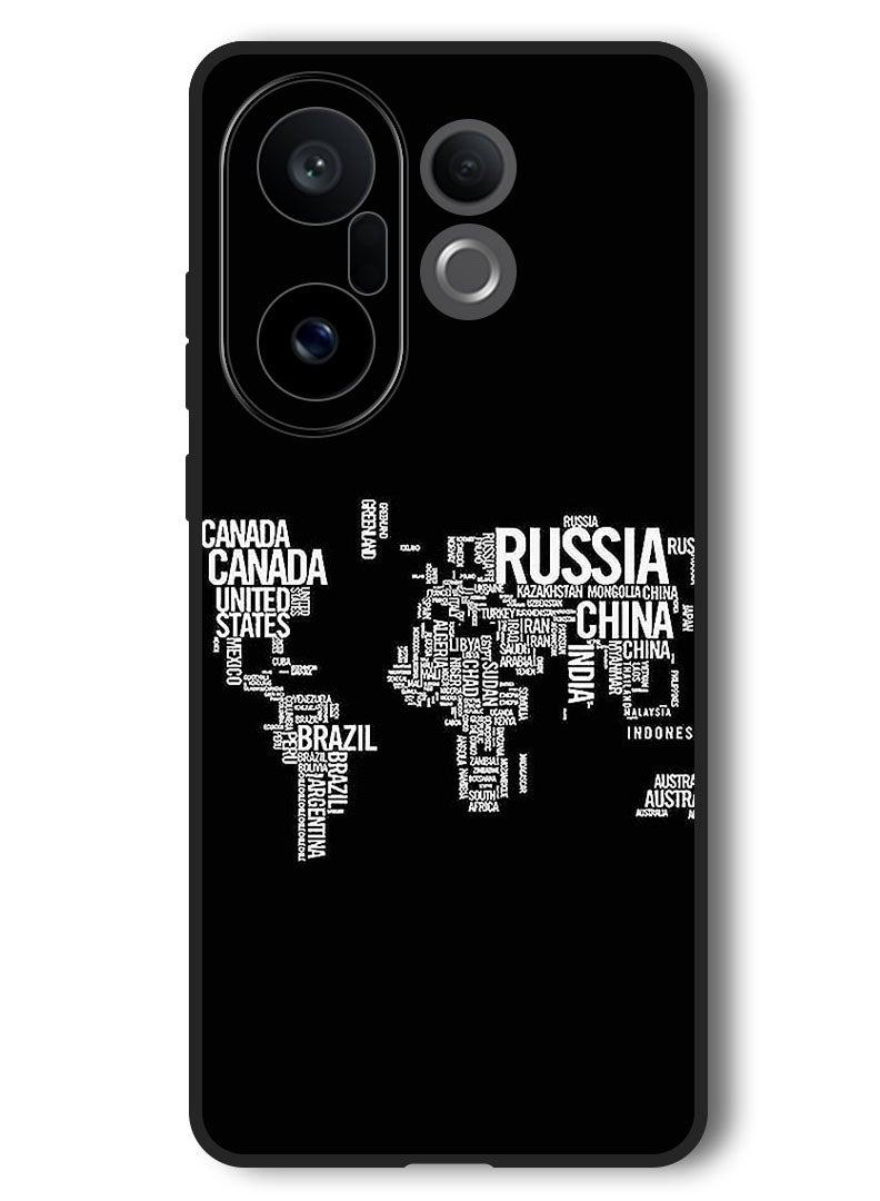 Theodor Case Compatible with Vivo X200 FE 6.31 Inch Protection Shockproof Bumper Cover Written World Map - Image 1