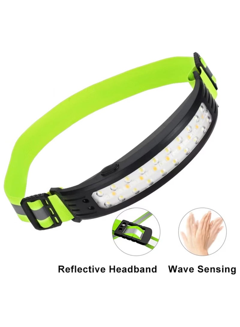 Generic Rechargeable LED Headlamp Flashlight, Headlight Camping Fishing Light Motion Sensor Headlamp, Ipx4 Waterproof, Bright White Led & Red Light C Type Rechargeable Perfect For Running, Camping, Hiking  - Image 2