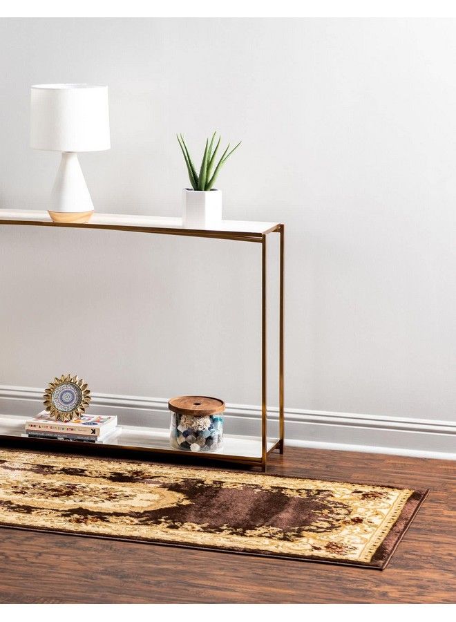 Unique Loom Versailles Collection Traditional Classic Floral Motif Area Rug (2' 2 X 6' 0 Runner Brown Ivory) - Image 3