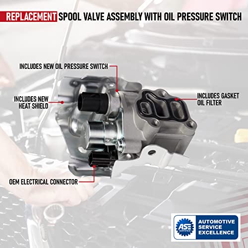 AA Ignition Spool Valve Assembly with Oil Pressure Switch - VTEC Solenoid - Compatible with Honda & Acura Vehicles - Accord 2.4L, Civic 2.0L, CR-V, Element, RSX - Replaces 15810RAAA03, 15810-RAA-A01, 917224 - Image 4