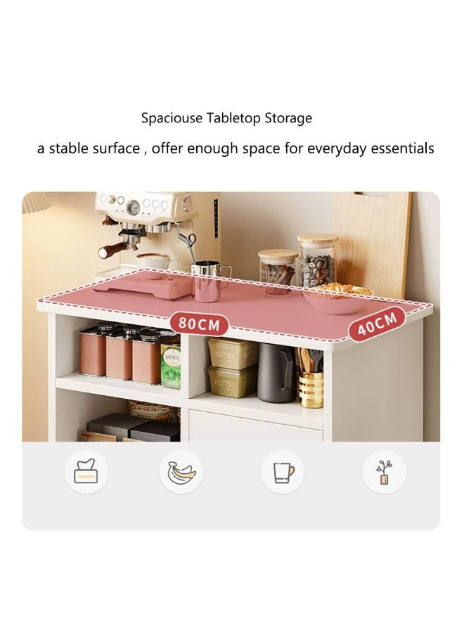 خزانة جانبية صغيرة من خشب MDF مع أرفف مفتوحة وخزانة بباب واحد لغرفة المعيشة وغرفة النوم، خزانة تخزين بخمس شبكات للمكتب المنزلي وخزانة مطبخ حديثة باللون الأبيض (أبيض، ZWG004) - Image 5