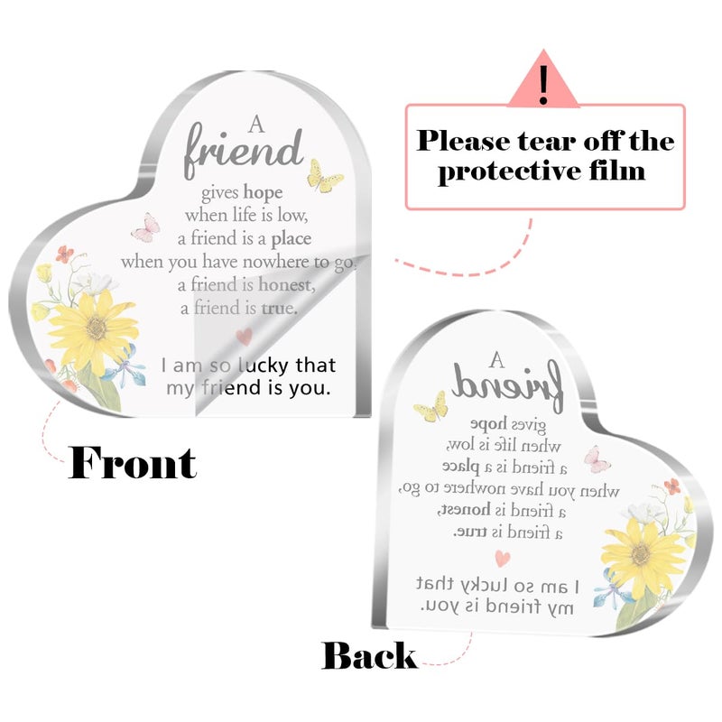 aPamr Gift for Friend Acrylic Heart Sign Friendship Gift for Woman Bestie Friend Coworker Birthday Going Away Retirement A Friend Gives Hope When Life is Low Sign Plaque Gift for Friends Desk Decor A545 - Image 2