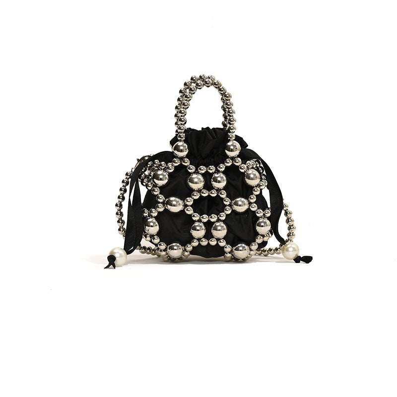 Style Cut Out Pearl Bag Hand-Carrying Small Fragrant Style Single Shoulder Crossbody Bag Ins Hand-Woven Armpit Bag - Image 1