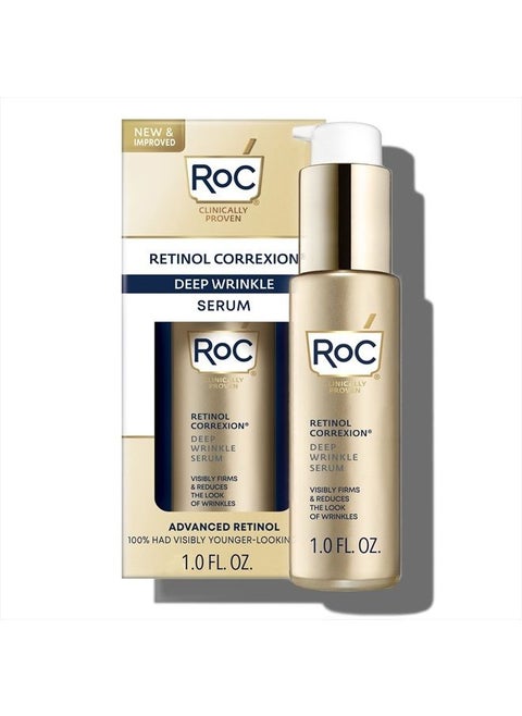 Retinol Correxion Deep Wrinkle Retinol Face Serum with Ascorbic Acid, Daily Anti-Aging Skin Care Treatment for Fine Lines, Dark Spots, Acne Scars, 1 Ounce (Packaging May Vary)