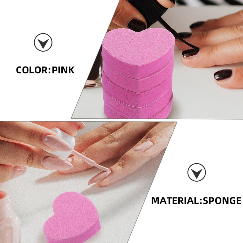 Abaodam Heart-Shaped Manicure Nail Files Sponge Buffer Blocks 100pcs Dual-Sided Washable Nail Files for Home Nail Treatment - Image 3