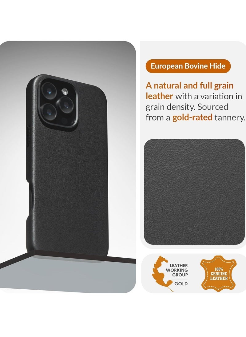 JAJEEK "Classic European Leather Case for iPhone 16 Pro – Black, Softens Over Time, MagSafe Compatible" - Image 3