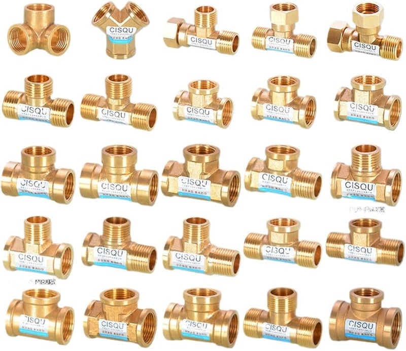 تركيبة نحاسية على شكل حرف T محول أنبوب 1/2 و 3/4 بوصة بخيوط داخلية وخارجية 10 قطع 1/2 × 51 مم FMM - Image 1