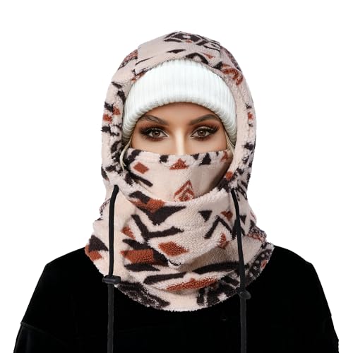 MVPTOO Ski Mask Balalclava Windproof Face Mask Warm Fleece Neck Cover for Cold Weather Helmet Hood for Men & Women (Tribal Beige) - Image 1