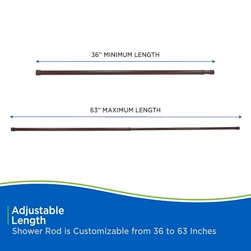 Kenney KN609S/15 Twist & Fit No Tools Spring Tension Standard Shower Curtain Rod with Non-Slip, Non-Scratch Ends, 36-63" Adjustable Length, Easy Install, Brown, 1" Diameter Rust Resistant Steel Tube - Image 4