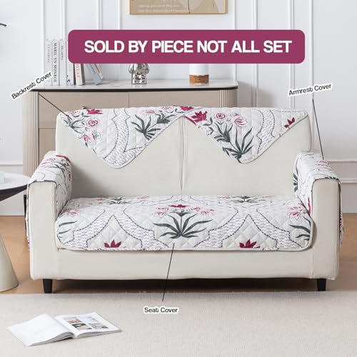 House of Quirk 'Mughal Series' Printed Quilted Sofa Cover for 1/2/3/4 Seater – Anti-Slip, Washable Couch Protector Slipcover (Three Seater, Mughal Buta, 80x150 cm) - Image 5