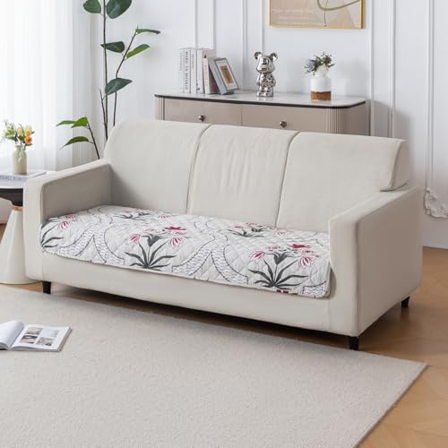 House of Quirk 'Mughal Series' Printed Quilted Sofa Cover for 1/2/3/4 Seater – Anti-Slip, Washable Couch Protector Slipcover (Three Seater, Mughal Buta, 80x150 cm) - Image 1