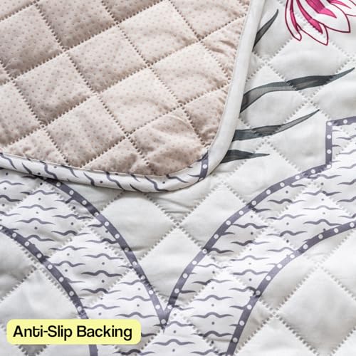 House of Quirk 'Mughal Series' Printed Quilted Sofa Cover for 1/2/3/4 Seater – Anti-Slip, Washable Couch Protector Slipcover (Three Seater, Mughal Buta, 80x150 cm) - Image 2