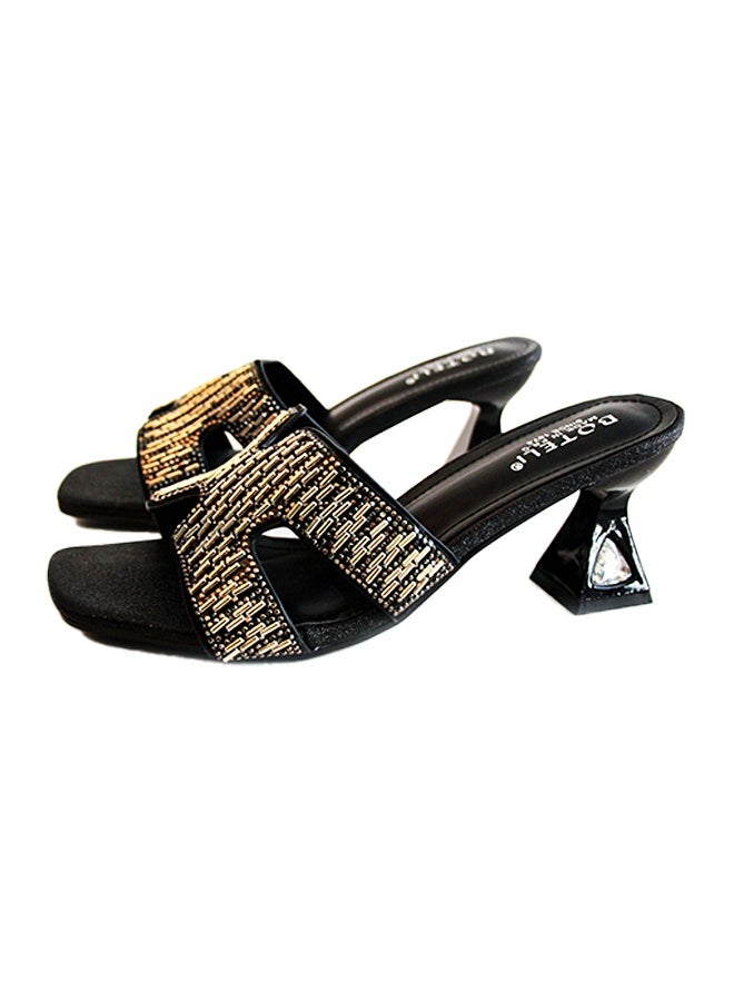BOTELI The Women's 36-42 Sizes Sandal Category Features A Square Toe Design With Rhinestones On The Upper And A High Heel. - Image 3