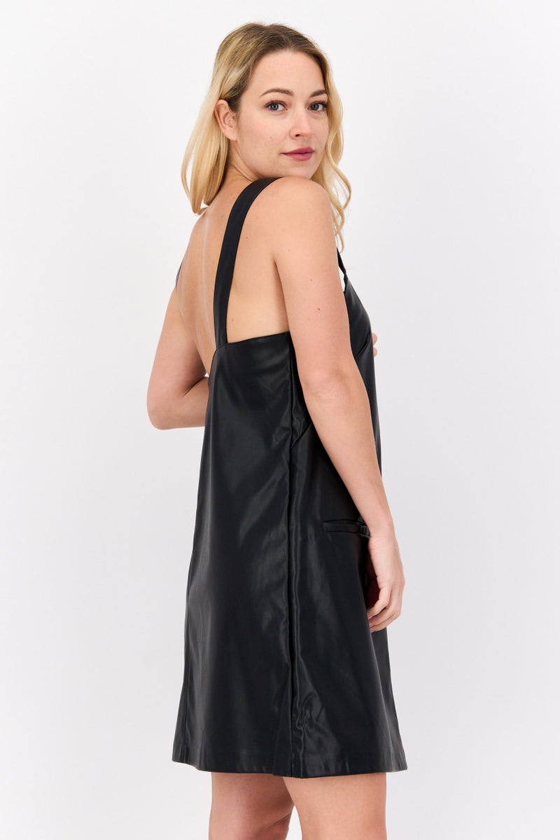 DEX فستان ميني نسائي سادة، أسود - Image 2
