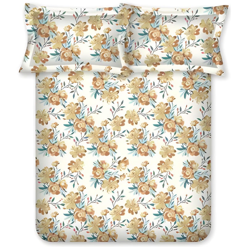 Bombay Dyeing Florentine Collection King Bedsheet 144 TC, 100% Pure Cotton Premium Bedsheet with 2 Pillow Covers - Image 1