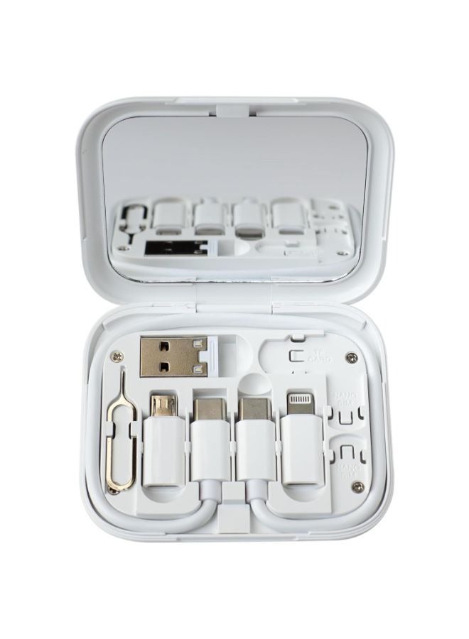 كابل شحن/نقل بيانات USB C إلى C مع محولات من Type C إلى Micro/iOS/USB A OTG في صندوق جيب مع مرآة - Image 1