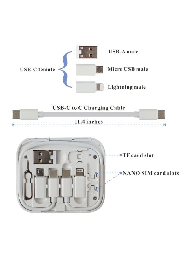 كابل شحن/نقل بيانات USB C إلى C مع محولات من Type C إلى Micro/iOS/USB A OTG في صندوق جيب مع مرآة - Image 3