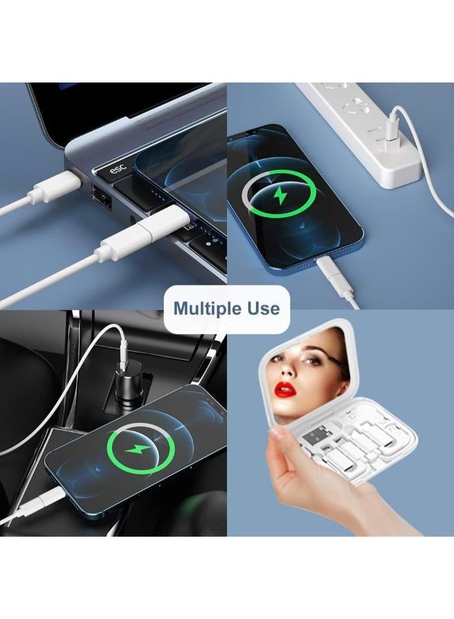 كابل شحن/نقل بيانات USB C إلى C مع محولات من Type C إلى Micro/iOS/USB A OTG في صندوق جيب مع مرآة - Image 4