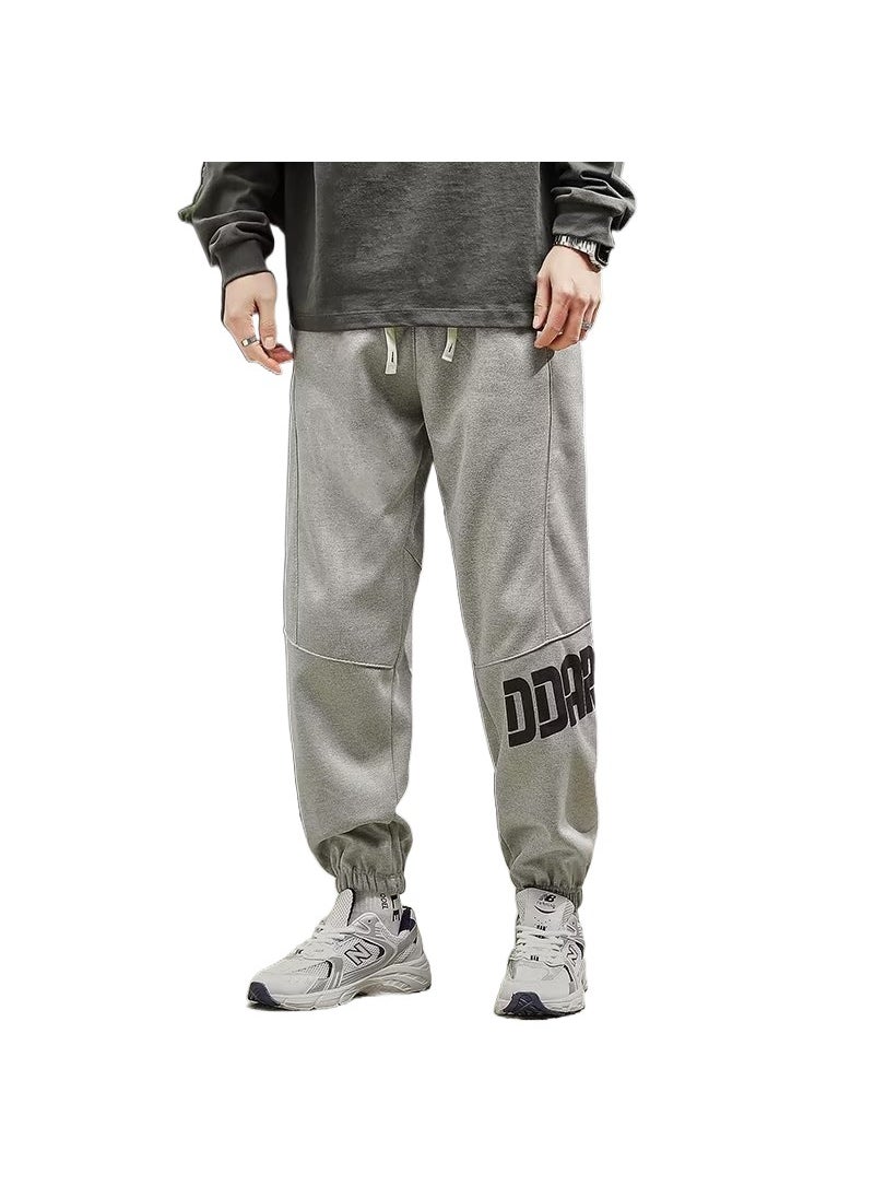 Generic - Loose Cuffed Casual Pants For Men Autumn Winter Fashionable Korean Brand Youth Sports Sweatpants Straight Leg Mid Waist Grey (regular) - Image 1
