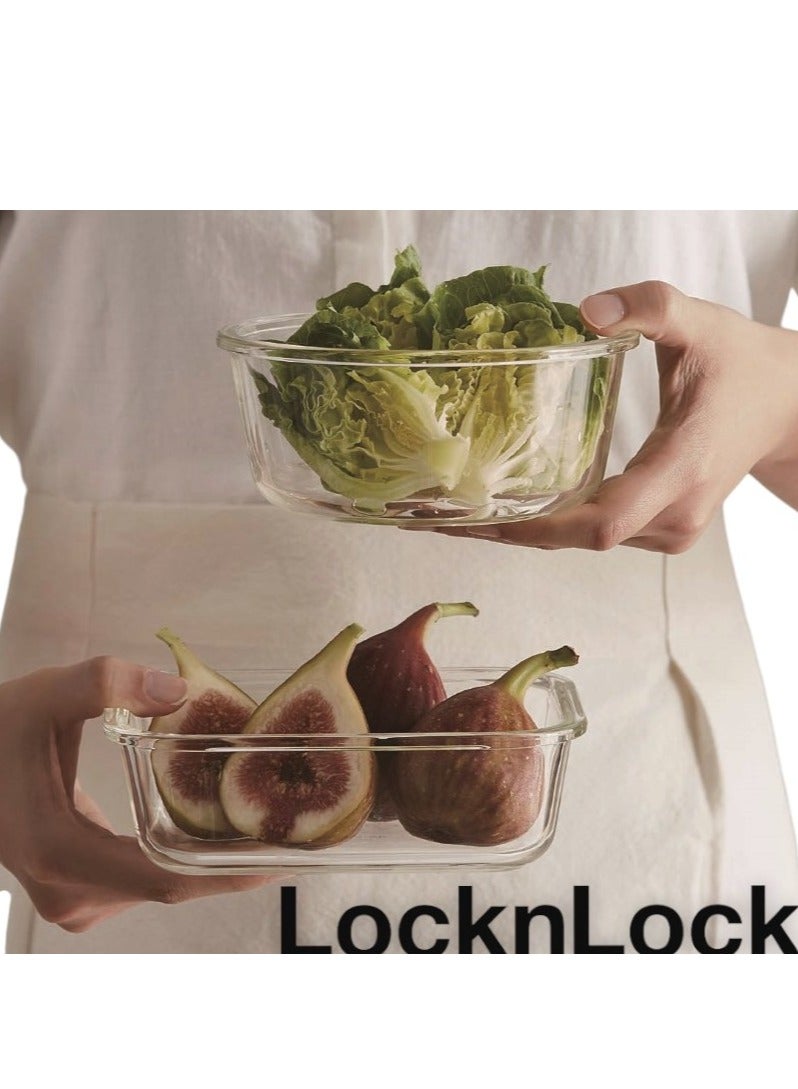 LOCK & LOCK حاوية زجاجية مربعة 500 مل من لوكن لوك - حل تخزين الطعام المتين والآمن للاستخدام في الميكروويف - Image 4
