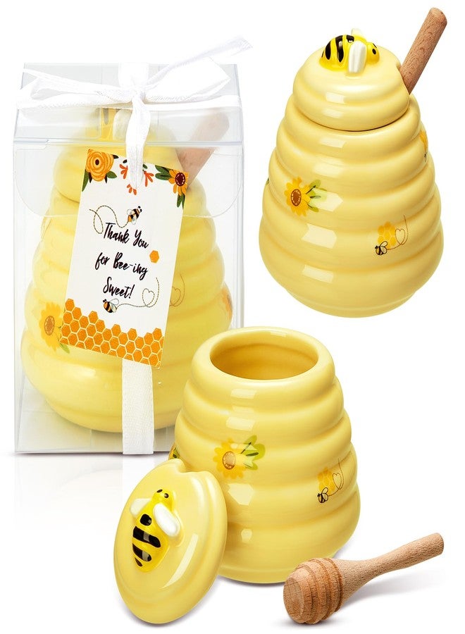 Yinder 1 Pcs Baby Shower Prize for Winners Honey Party Favors 3 oz Ceramic Honey Jars with Dippers Mini Bee Themed Pots with Goodie Boxes for Baby Shower Wedding Favors Bee Themed Party Gifts - Image 1