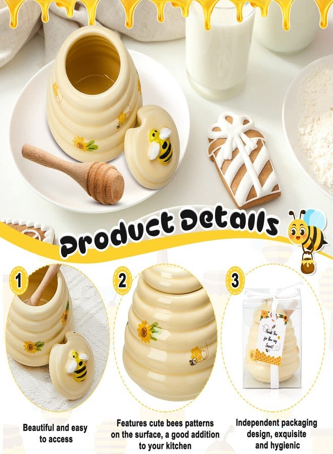 Yinder 1 Pcs Baby Shower Prize for Winners Honey Party Favors 3 oz Ceramic Honey Jars with Dippers Mini Bee Themed Pots with Goodie Boxes for Baby Shower Wedding Favors Bee Themed Party Gifts - Image 3