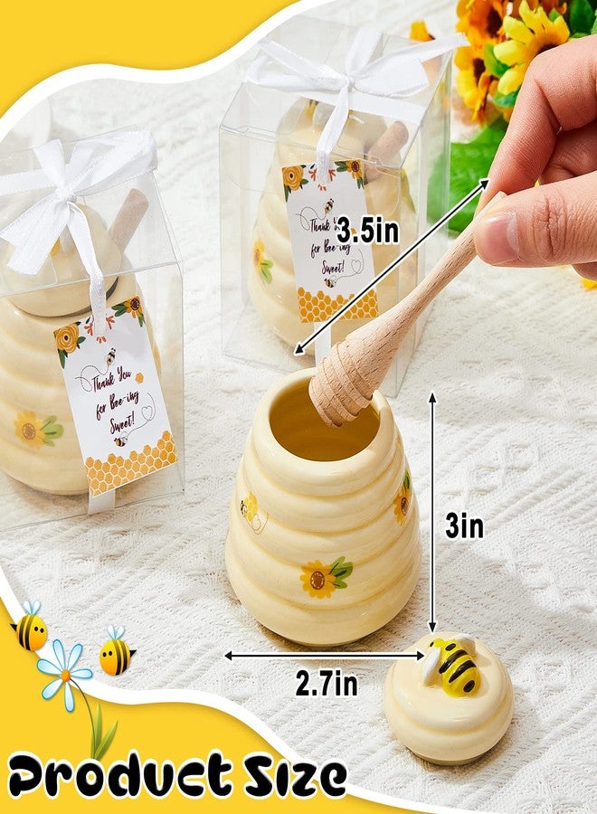 Yinder 1 Pcs Baby Shower Prize for Winners Honey Party Favors 3 oz Ceramic Honey Jars with Dippers Mini Bee Themed Pots with Goodie Boxes for Baby Shower Wedding Favors Bee Themed Party Gifts - Image 2