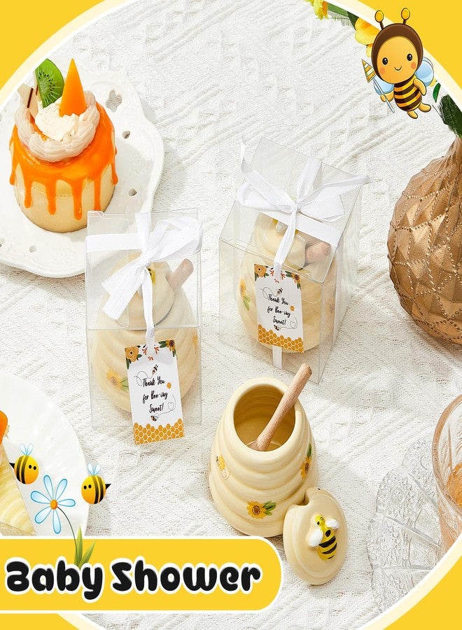 Yinder 1 Pcs Baby Shower Prize for Winners Honey Party Favors 3 oz Ceramic Honey Jars with Dippers Mini Bee Themed Pots with Goodie Boxes for Baby Shower Wedding Favors Bee Themed Party Gifts - Image 4